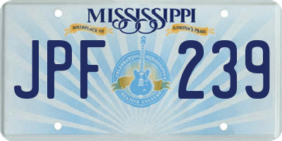 MS license plate JPF239