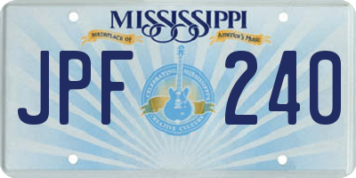 MS license plate JPF240