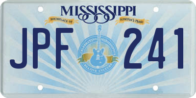MS license plate JPF241
