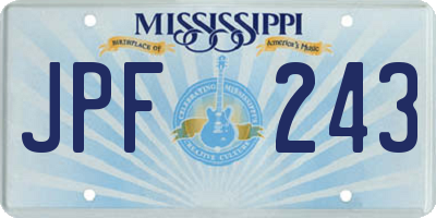 MS license plate JPF243