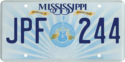 MS license plate JPF244