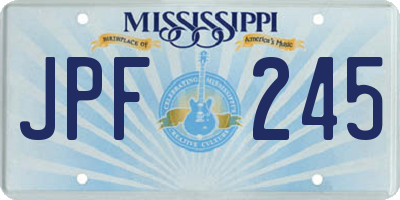 MS license plate JPF245