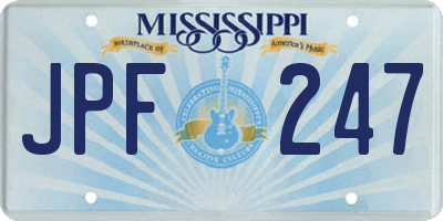 MS license plate JPF247