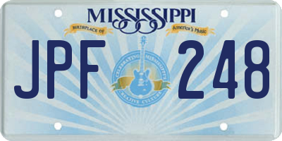 MS license plate JPF248