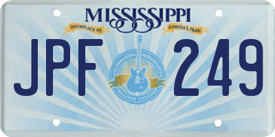 MS license plate JPF249