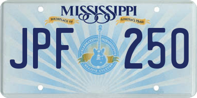MS license plate JPF250