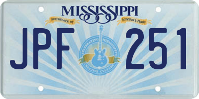 MS license plate JPF251