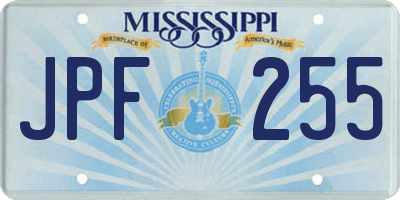 MS license plate JPF255