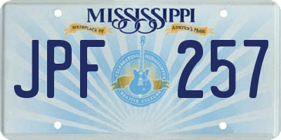 MS license plate JPF257