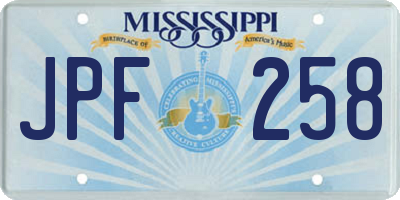 MS license plate JPF258