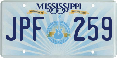 MS license plate JPF259