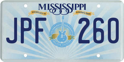 MS license plate JPF260