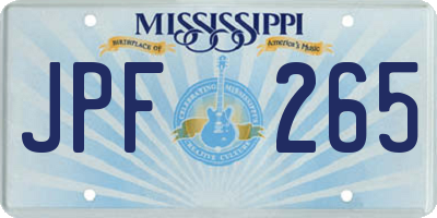 MS license plate JPF265
