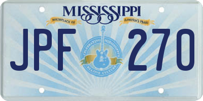 MS license plate JPF270