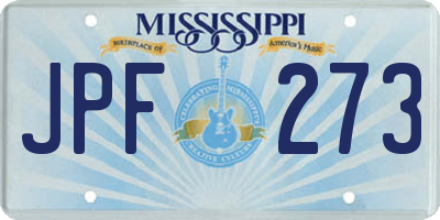 MS license plate JPF273