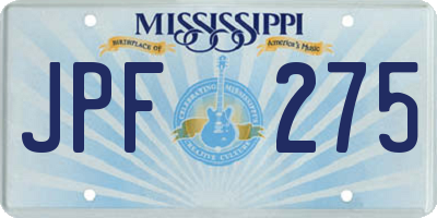 MS license plate JPF275