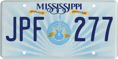 MS license plate JPF277