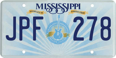MS license plate JPF278