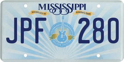 MS license plate JPF280