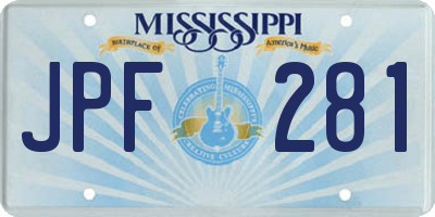 MS license plate JPF281