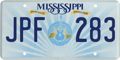 MS license plate JPF283