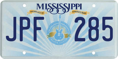 MS license plate JPF285