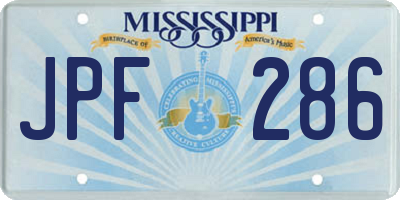 MS license plate JPF286
