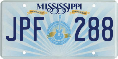 MS license plate JPF288