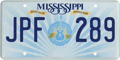 MS license plate JPF289