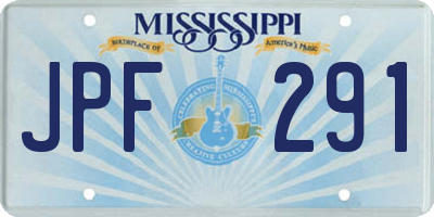 MS license plate JPF291