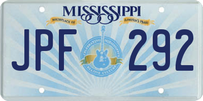 MS license plate JPF292