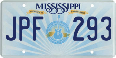 MS license plate JPF293