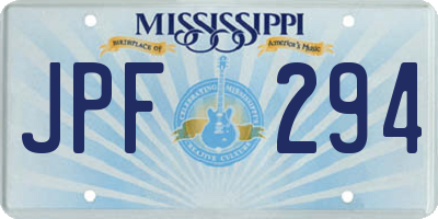 MS license plate JPF294