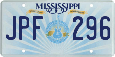 MS license plate JPF296