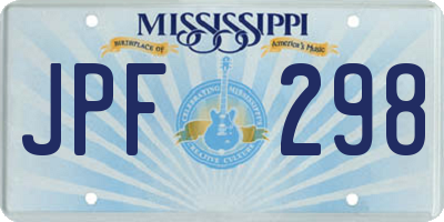 MS license plate JPF298