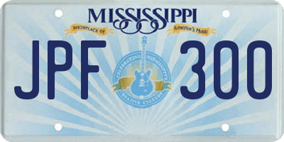 MS license plate JPF300