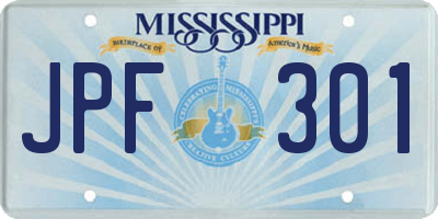 MS license plate JPF301
