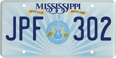 MS license plate JPF302