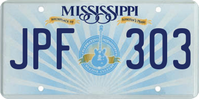 MS license plate JPF303