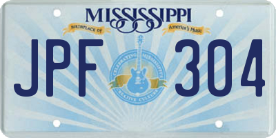 MS license plate JPF304