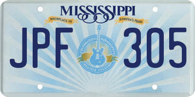 MS license plate JPF305