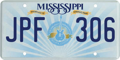 MS license plate JPF306