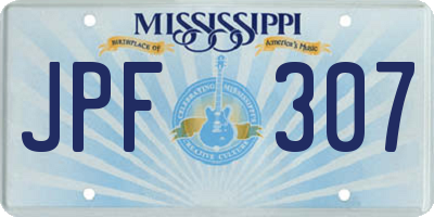MS license plate JPF307