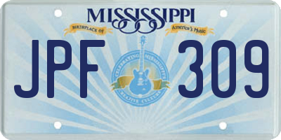 MS license plate JPF309