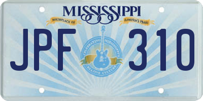 MS license plate JPF310