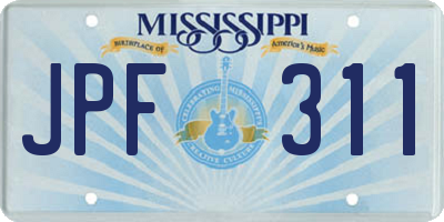 MS license plate JPF311