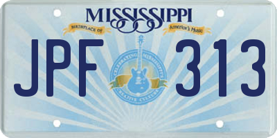 MS license plate JPF313