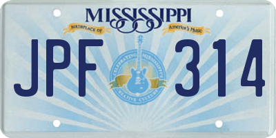 MS license plate JPF314