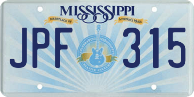 MS license plate JPF315