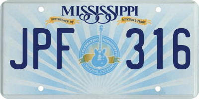 MS license plate JPF316